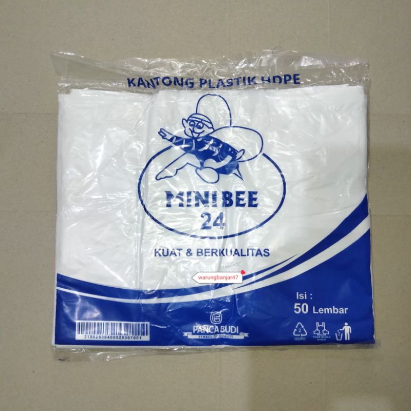 [Isi 50Lbr] Kantong plastik HDPE putih Minibee uk 24 Kantong kresek putih kantong plastik