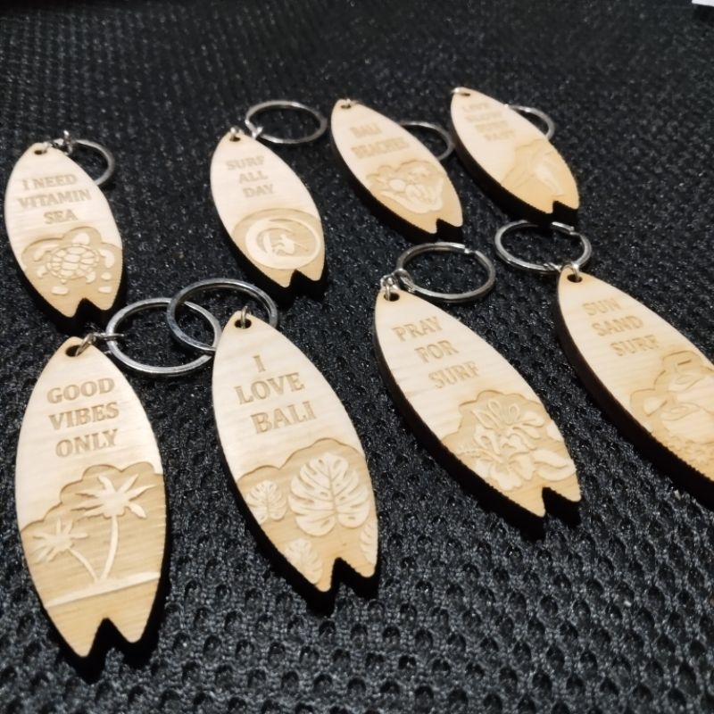 GANTUNGAN KUNCI SELANCAR BALI | KEYCHAIN SURFING BEACH BALI WOOD SOLID