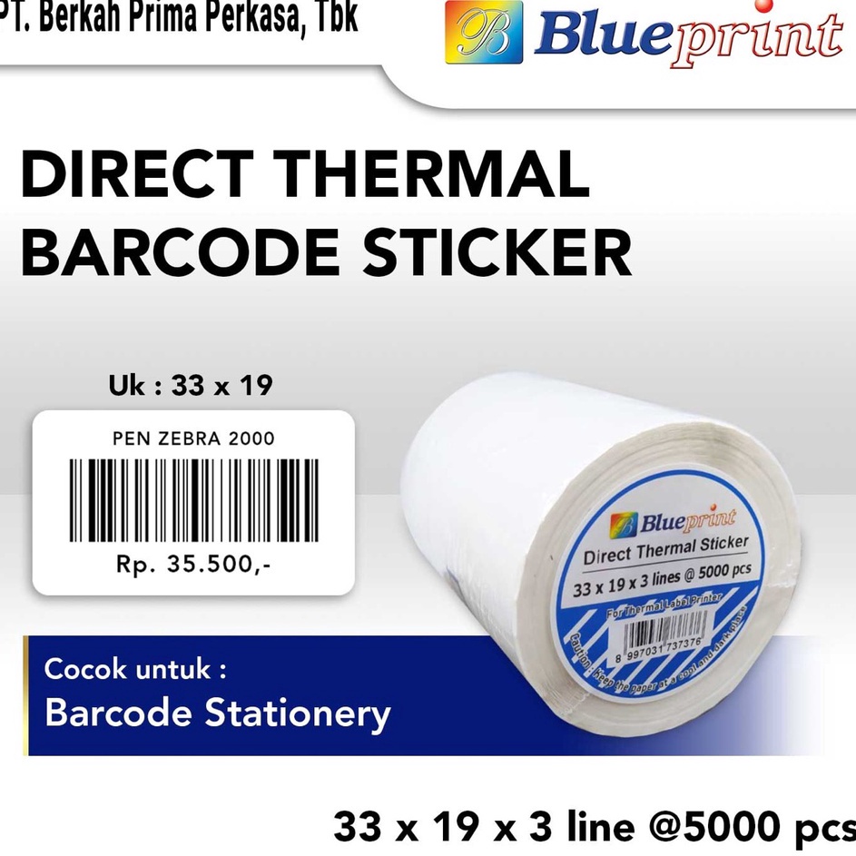 

Super Feedback Direct Thermal Sticker Label Barcode BLUEPRINT 33x19 mm 3 Line 5pcs