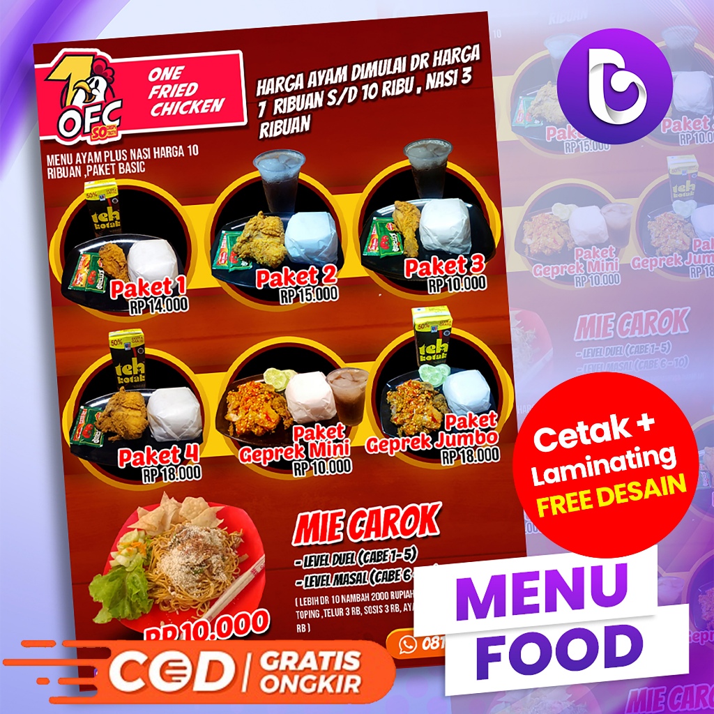 CETAK + LAMINATING DESAIN BUKU MENU MAKANAN DAN MINUMAN