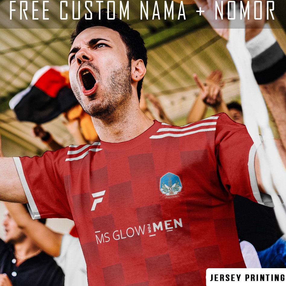 KODE R67F Kaos Bola Jersey Persitema Temanggung Klub Strip Garis Baju Custom Nama dan Nomor Punggung
