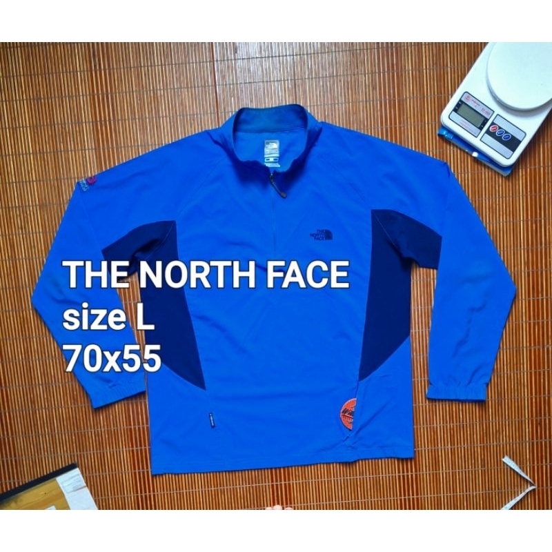 Baju Kaos THE NORTH FACE Outdoor Sport Half Zipper TNF Biru Panjang