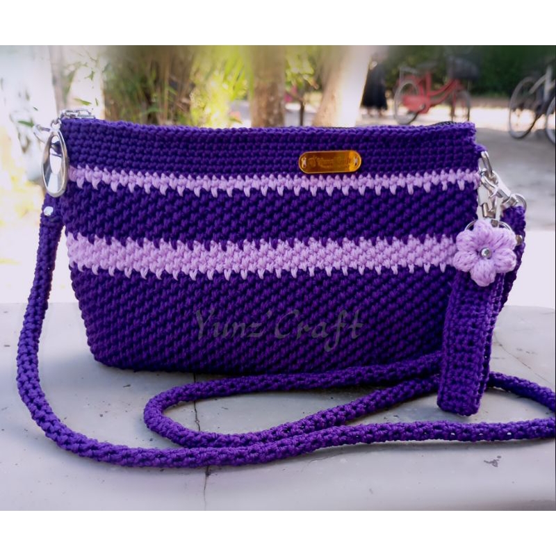 tas rajut, sling bag wanita, tas wanita, tas rajut hp