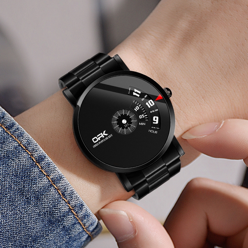 BESTPROMO OPK Jam Tangan Pria Anti Air Original Fashion Unik Starry Night Hitam Stainless Steel