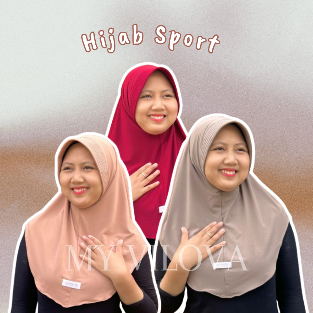 MY VILOVA - Hijab Sport Instan Pendek Jersey Pet / Bergo Sport Daily / Hijab Instan