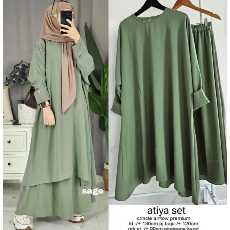 [ PROMO ] Atiya Set - Bahan : crinckle Airflow Baju Setelan Wanita Terbaru 2024 Yng Viral Setelan Vi