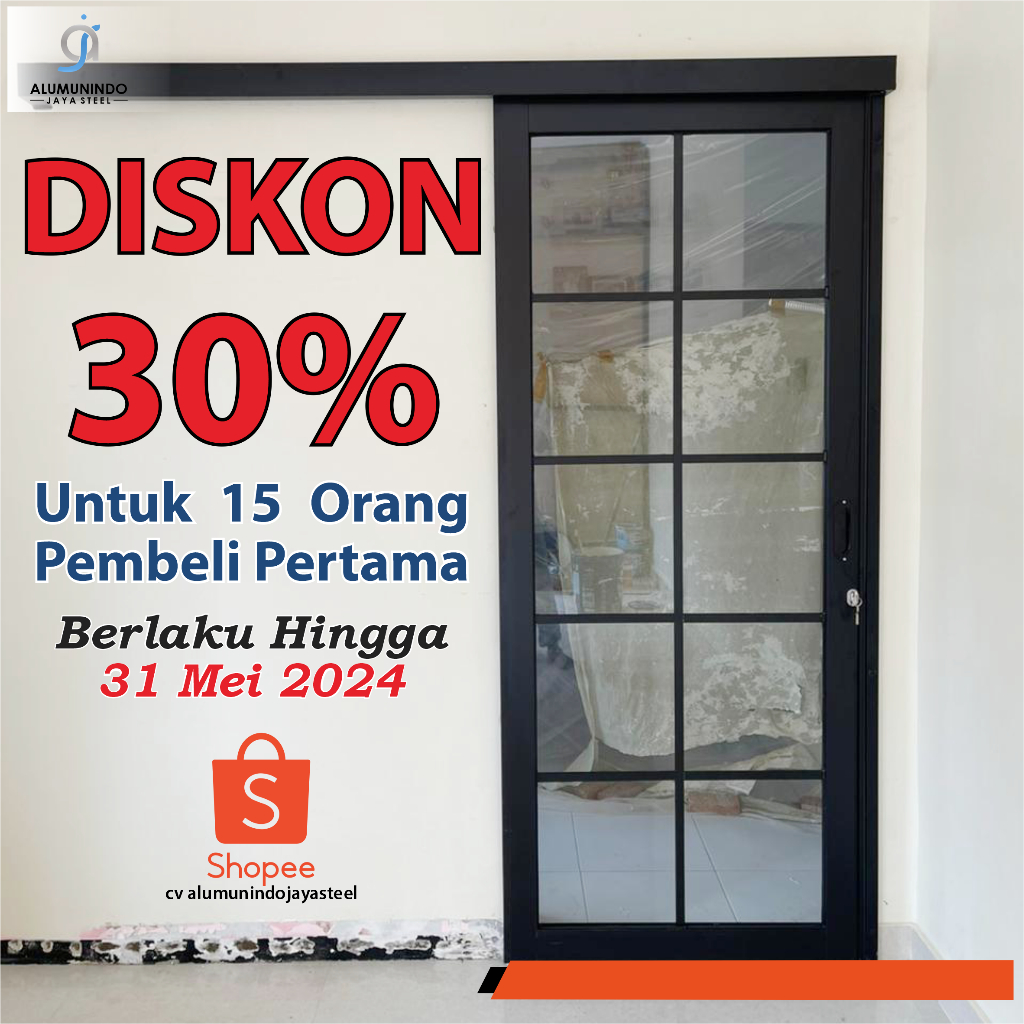 Pintu Sliding + Ornamen Kusen Aluminium YKK
