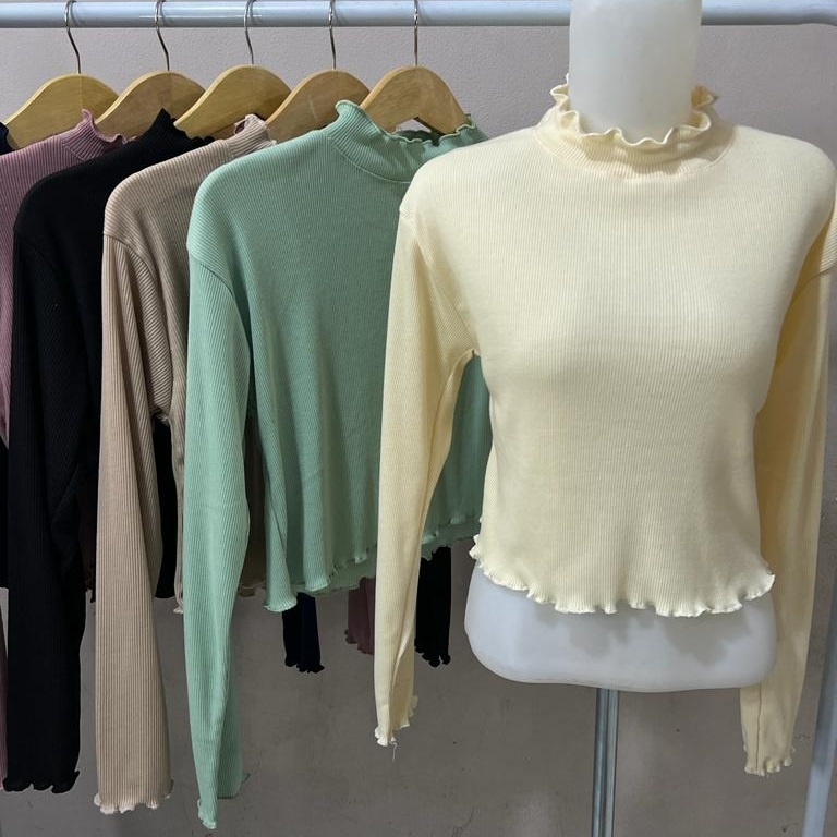 ATASAN CROP REMAJA KEKINIAN ALA KOREA STYLE LENGAN PANJANG /TOP REMAJA KEKINIAN /TOP KOREA STYLE