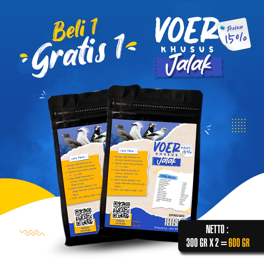 BELI 1 GRATIS  1 VOER BURUNG JALAK | VOER HARIAN | VOER NUTRISI KOMPLIT | JOYO VOER JALAK