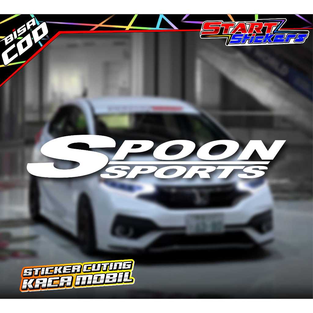 STIKER CUTTING KACA MOBIL MODEL SPOON SPORTS / STICKER VARIASI MOBIL SPOON SPORTS STYLE JAPAN MODIFI