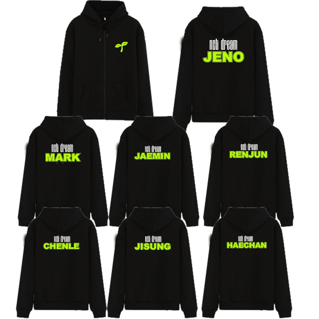 Jaket Zipper NCT Dream logo daun hijau request nama member belakang free foto