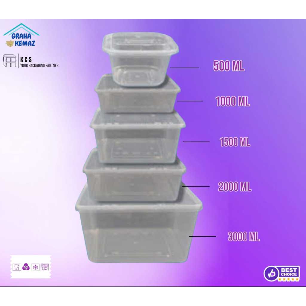 THINWALL SQUARE KCS 3000 ML KEMASAN MAKANAN /KOTAK isi 25pcs