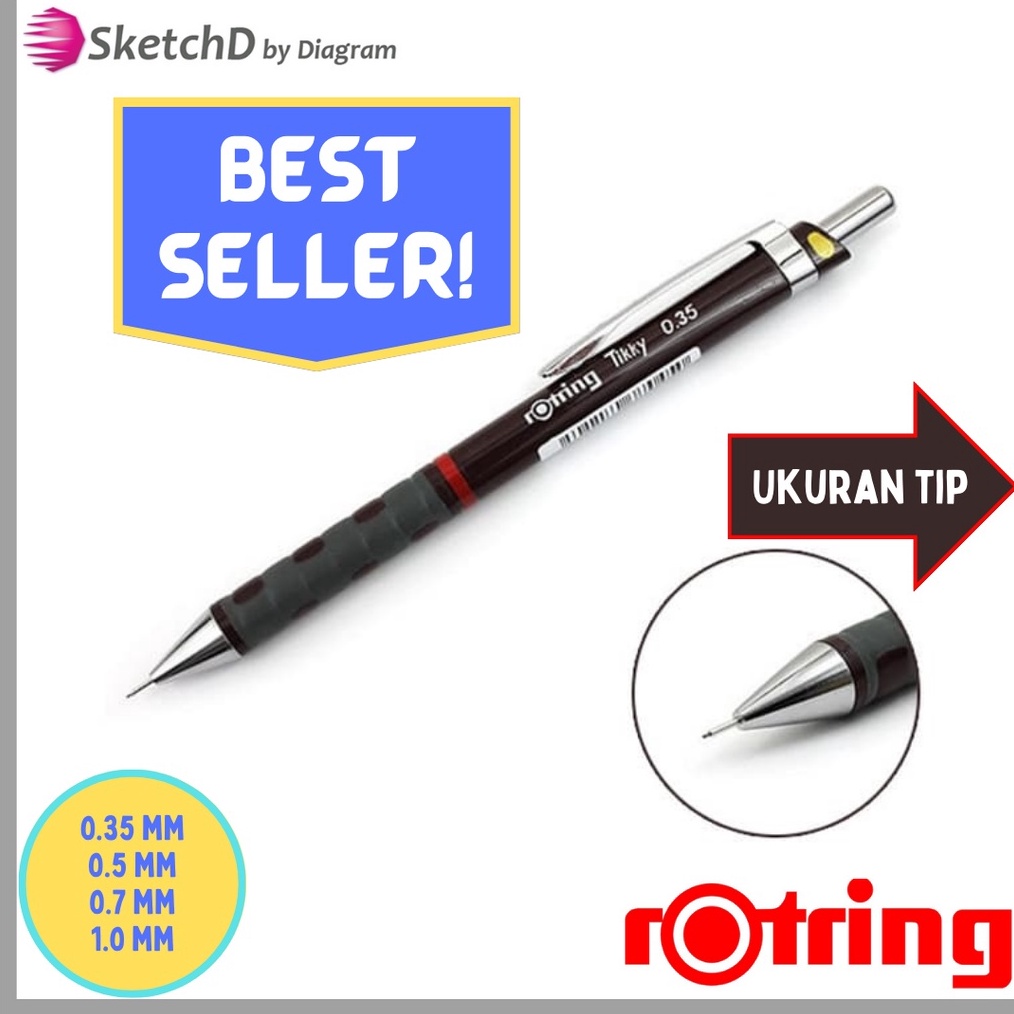 

KODE C4R5 Pensil Mekanik Tikky Rotring Lead Mechanical Pencil Burgundy 3 3 5 5 7 7 1 1