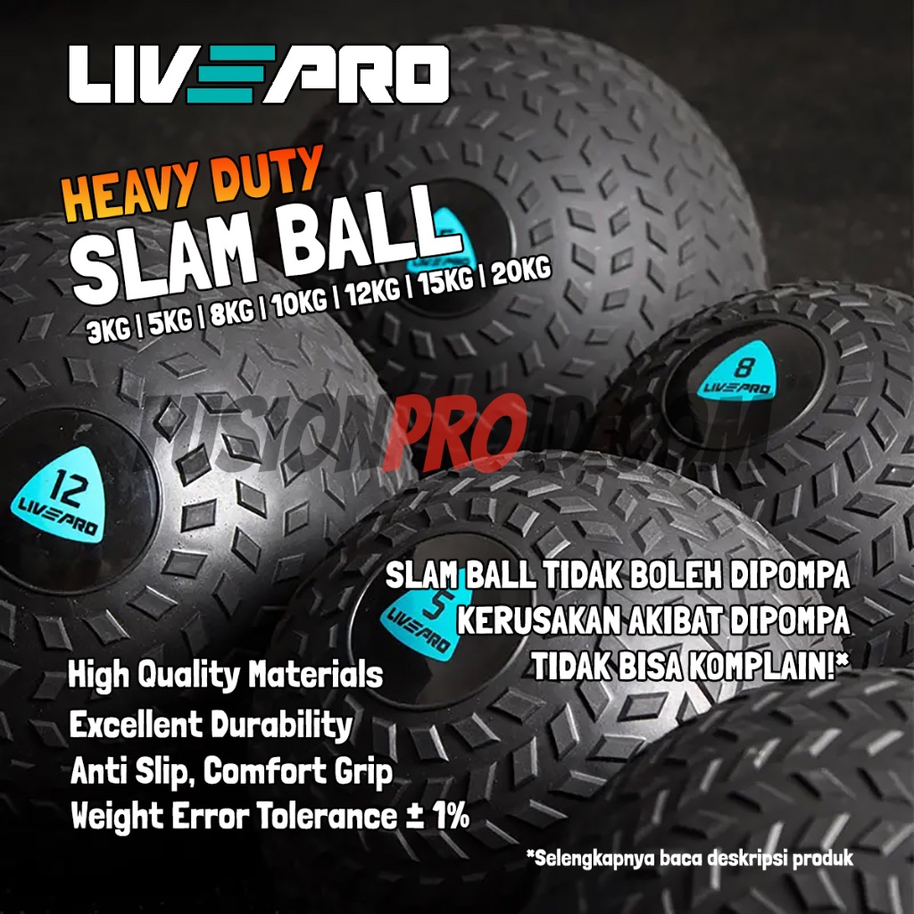 Slam Ball 12kg Bola Gym Medicine Ball Fitness Heavy Duty Livepro