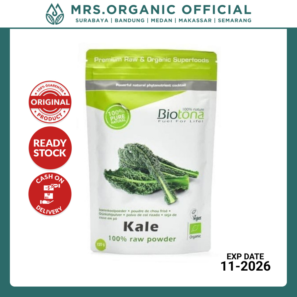 

Suplemen Makanan Organik Superfoods Kale Raw Powder Organic Biotona 120g - Bubuk Sayuran Menurunkan Kolesterol Kesehatan Jantung Darah Daya Tahan Tubuh