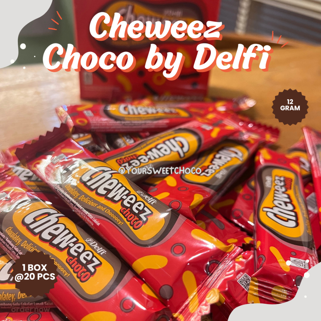 

DELFI COKLAT CHEWEEZ 12 GR ( 1 BOX = 20 PC ) CHEW-EEZ CHOCO COKELAT DELFI