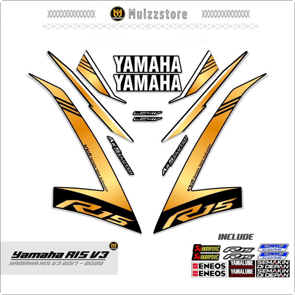 STRIPING R15 V3 MOTIF 1 / STICKER R15 V3 / STIKER R15 V3 / STIKER R15M / R15 BG7  VIRAL MUIZZSTORE