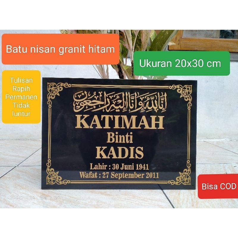 Batu nisan granit ukuran 20x30cm