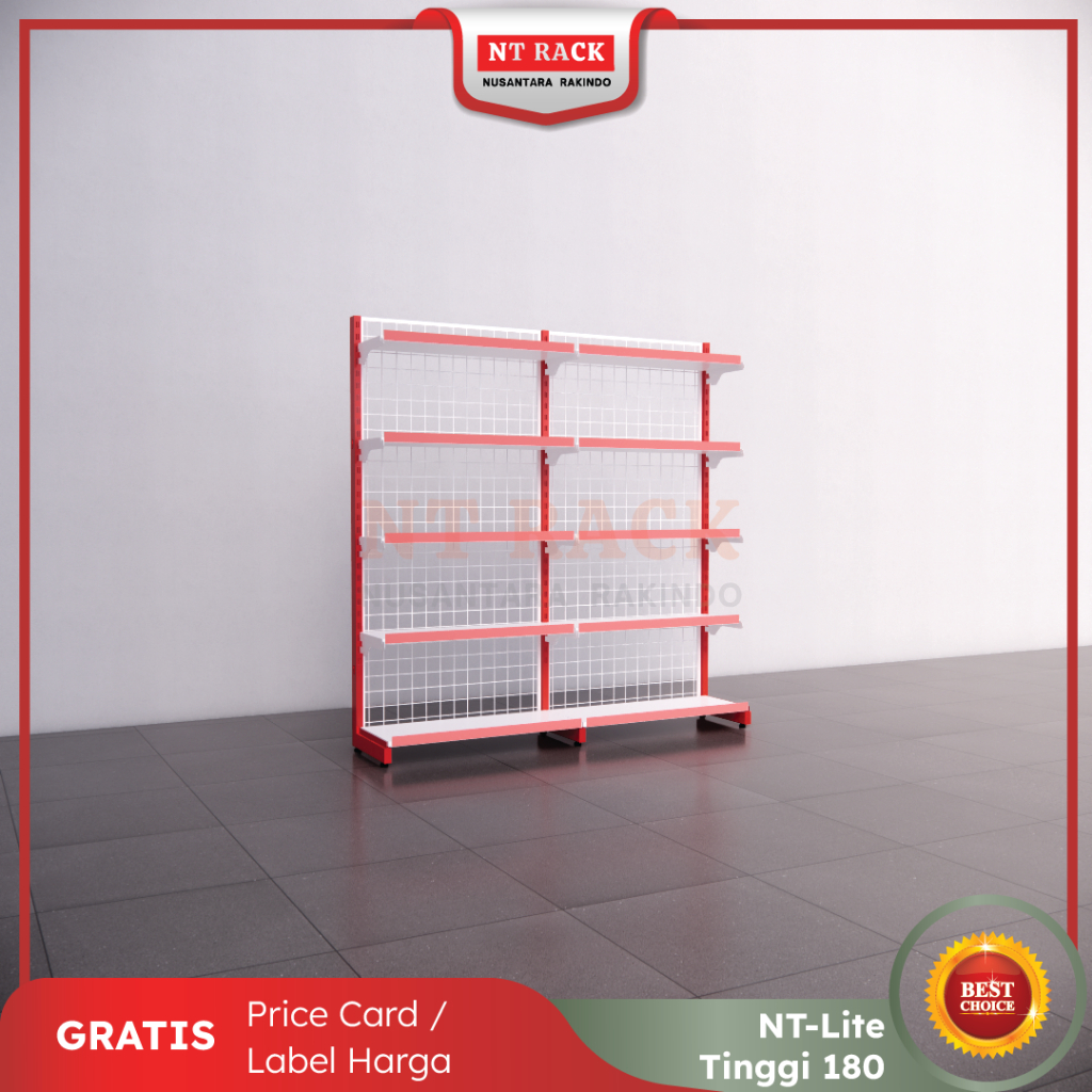 Rak Toko Minimarket Gondola Termurah Single 1 Sisi Tinggi 180 cm 5 Susun (2Set)