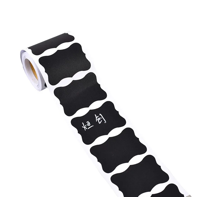 

Ay00! 120pcs Stiker Anti Air untuk Toples Bumbu Stiker Label Hitam Multifungsi PVC Waterproof