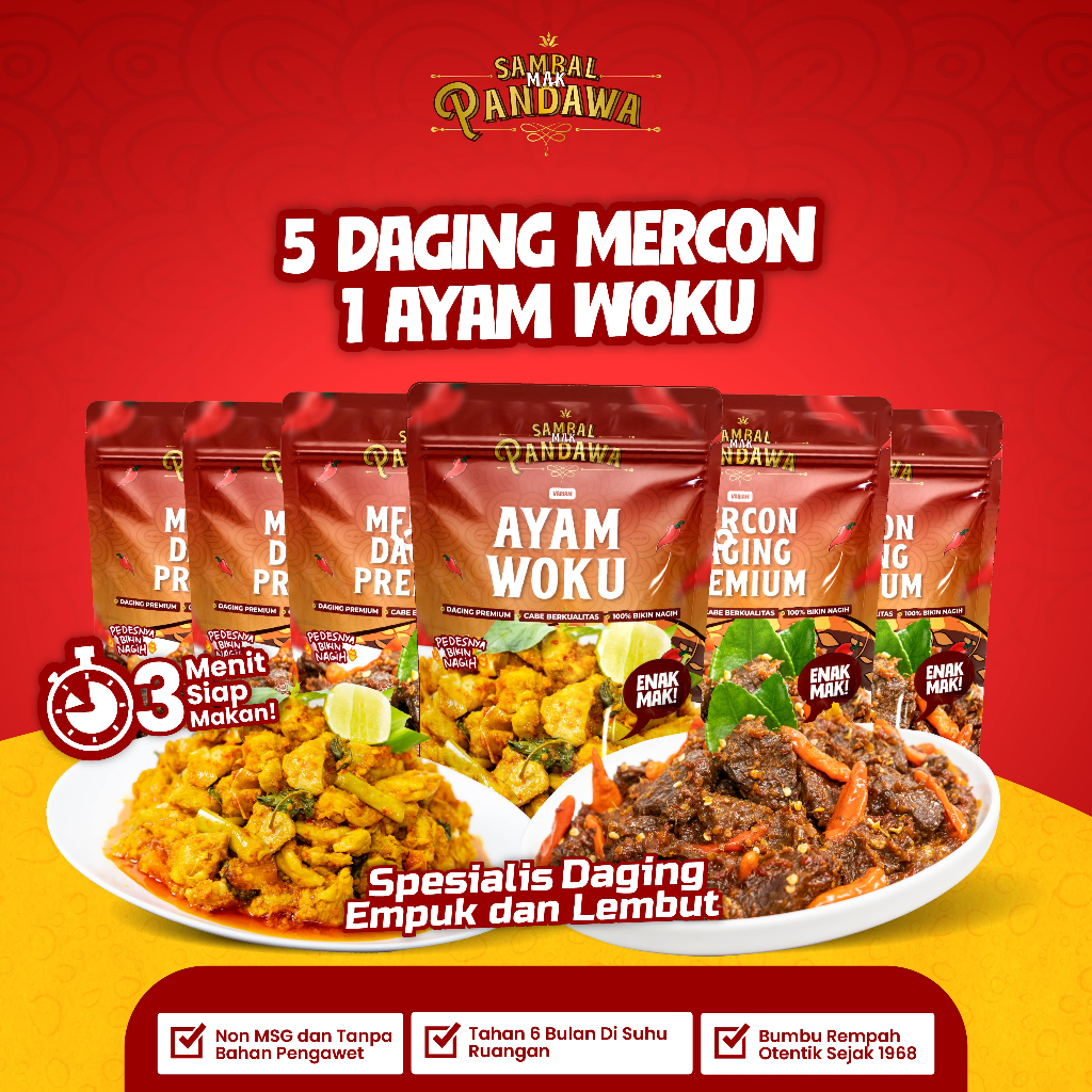 

Paket 5 Daging Mercon + 1 Ayam Woku (Paket New Promo ADS)