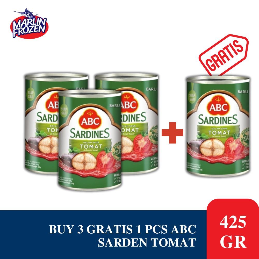 

ABC Sarden Saus Tomat 425 / Ikan Kaleng ABC Saus Tomat - Beli 3 Gratis 1 pcs