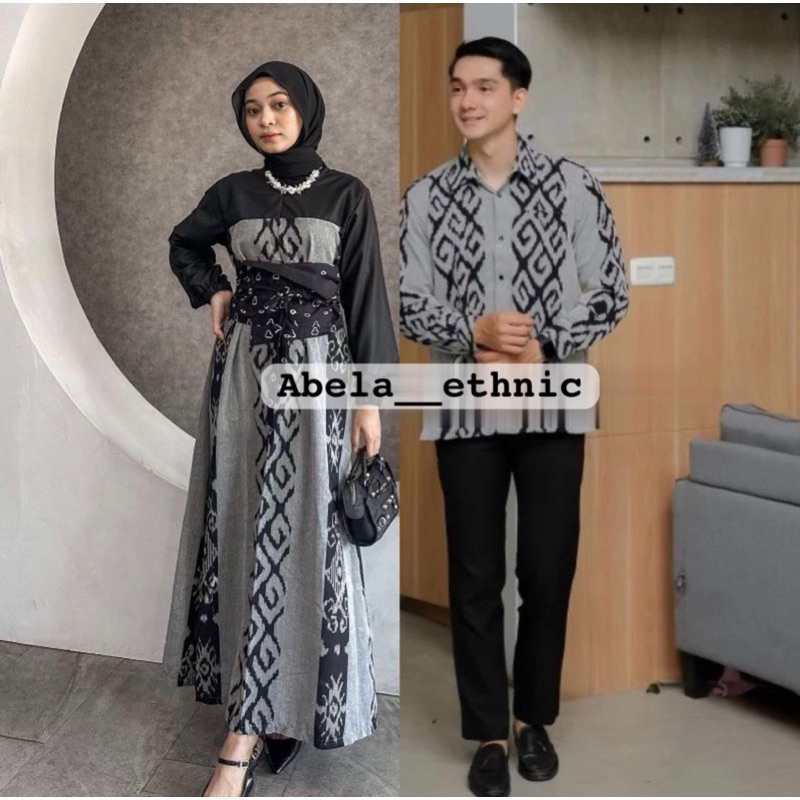 Couple Tenun Troso Toraja Grey - kemeja dan gamis muslim - baju tenun muslim