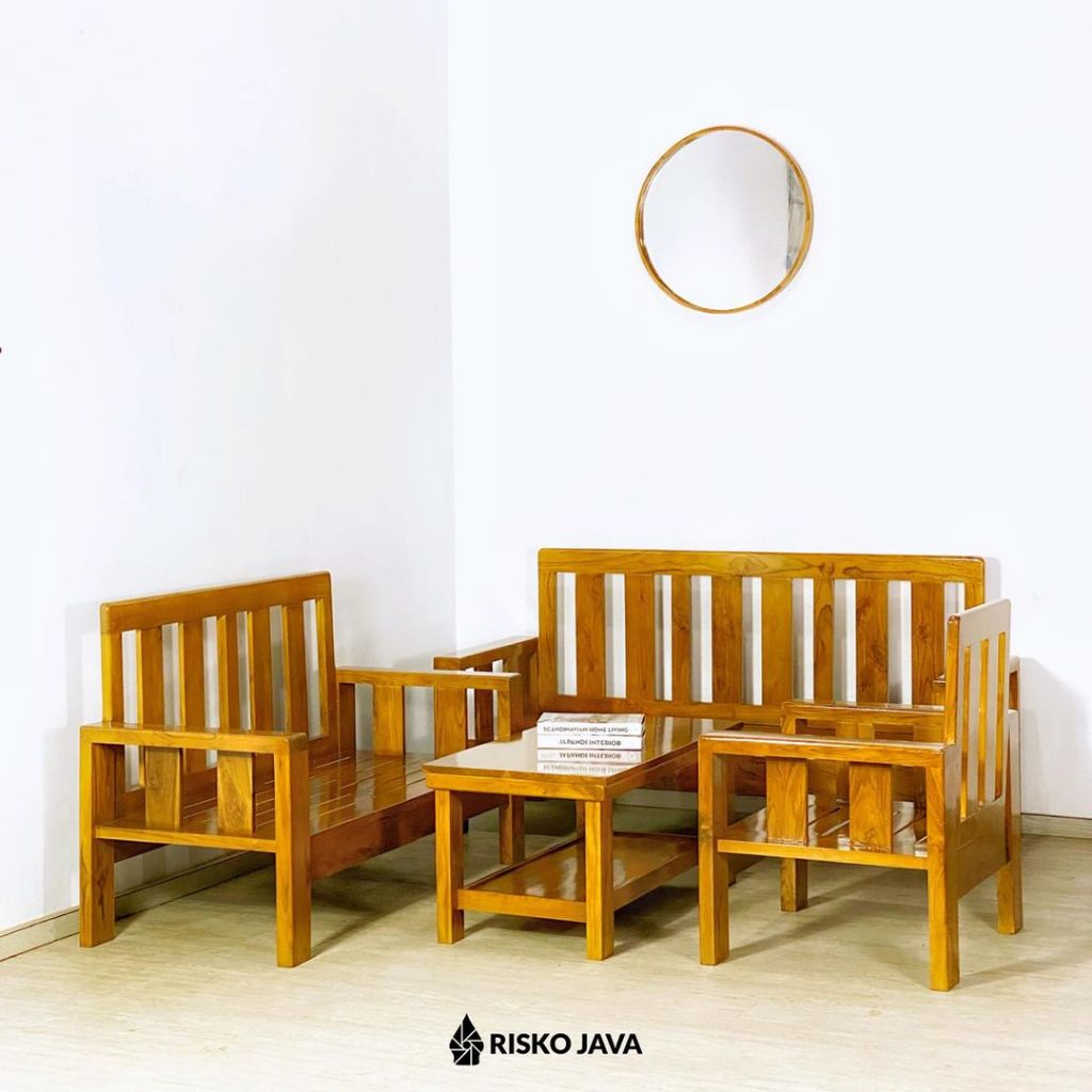 Set Kursi Tamu Kayu Jati / Set Kursi Tamu Minimalis / Set Kursi Tamu Dudukan 3 2 1 + Meja | DJENE