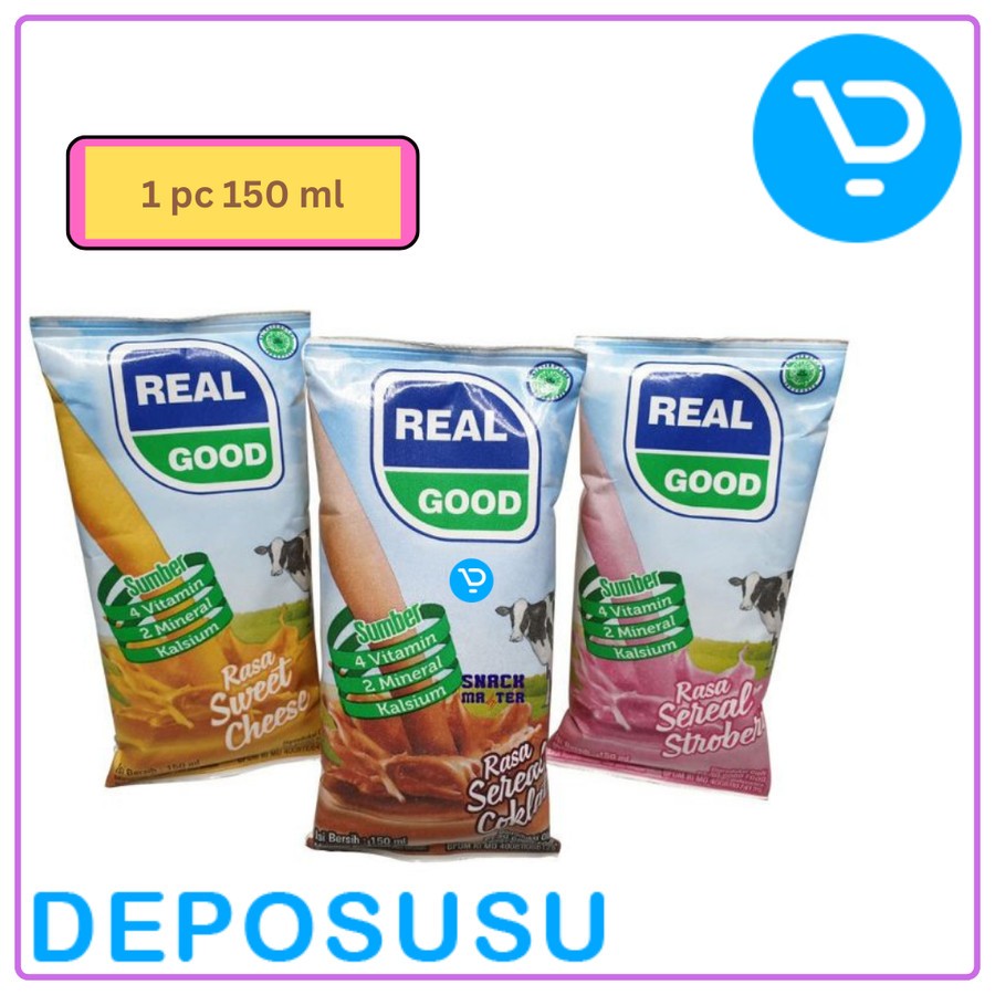 

Real Good Susu Bantal UHT 150ml rasa Sweet Cheese / Sereal Coklat / Sereal Stroberi