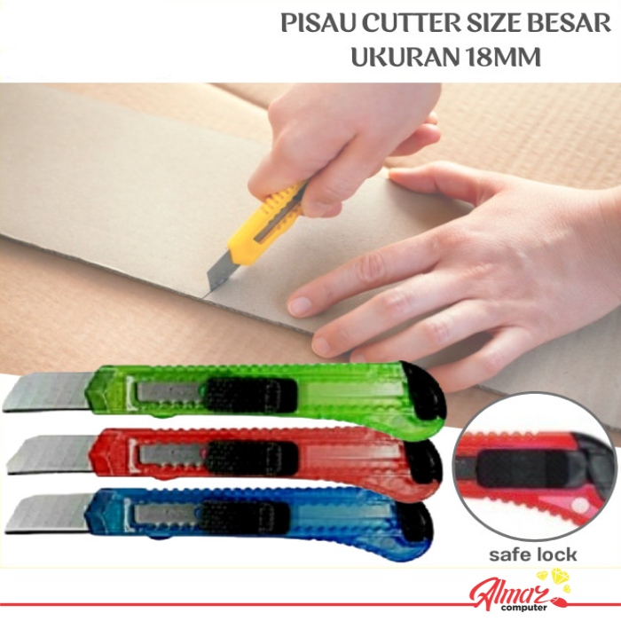 

Pisau Cutter Besar Transparan Ukuran 18mm Kater Pemotong Kertas Tajam