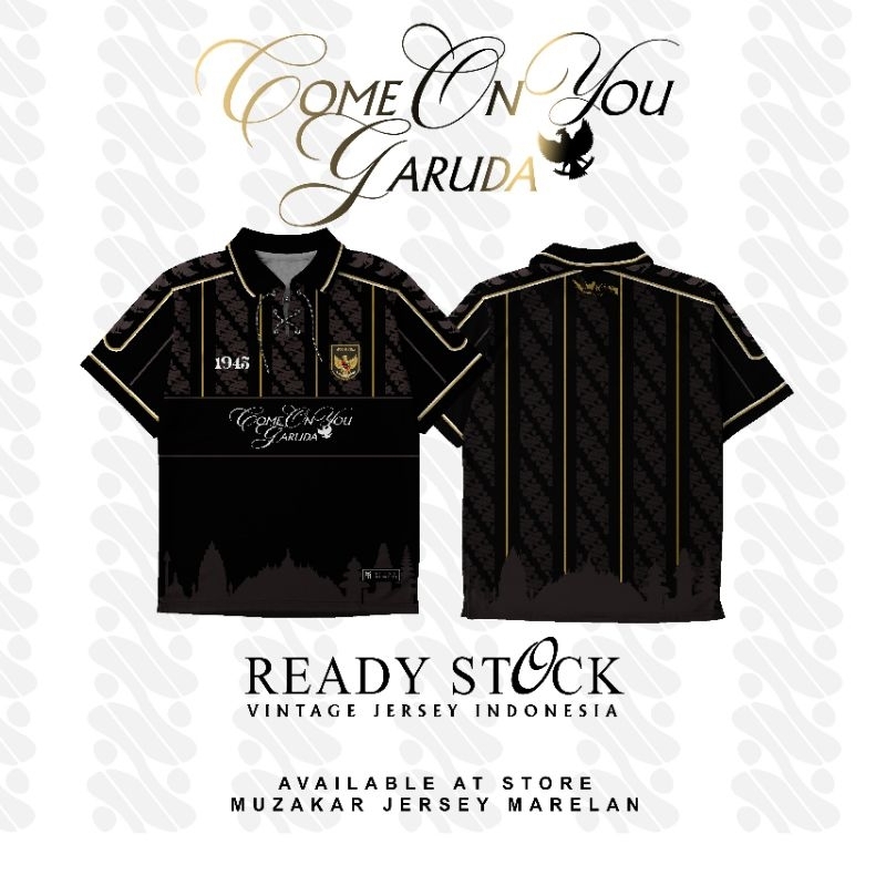 Jersey Vintage Garuda Timnas  Indonesia Fantasy Black Hitam MUZAKAR  , Bisa Sablon