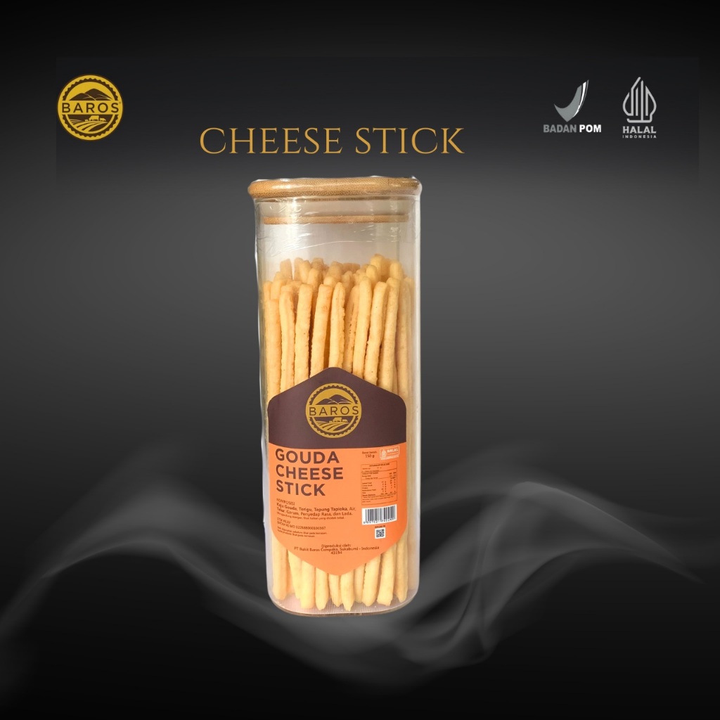 

Baros Gouda Cheese Stick - Toples 300 gr | stick Keju Asli Gouda Cemilan Renyah Snack Keju Stik Keju