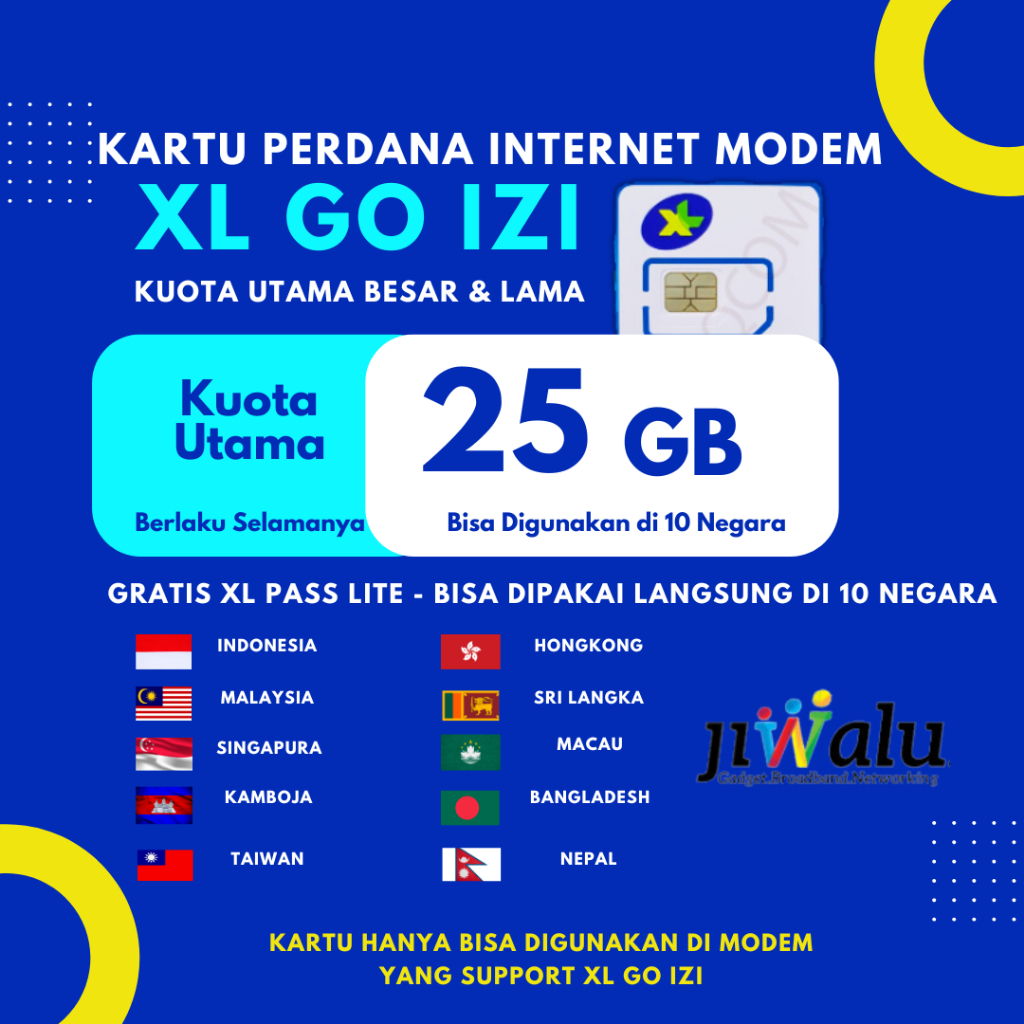 KARTU PERDANA XL GO IZI KUOTA 25GB KHUSUS MIFI MODEM