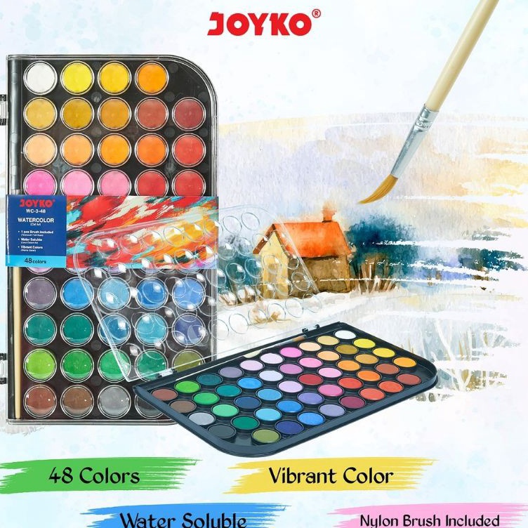 

KODE B3R5 Joyko Watercolor Set Cat Air WC348 Isi 48 Warna