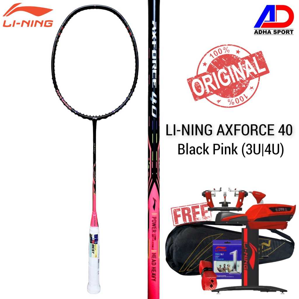 Raket Badminton Li-Ning Axforce 40 Black Pink Raket Bulutangkis Original