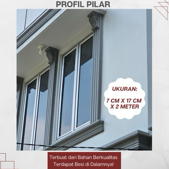 Profil Pilar 2 m x 17 cm x 17 cm/ bentuk U/ bingkai jendela, profil jendela, profilan, profil pilar 