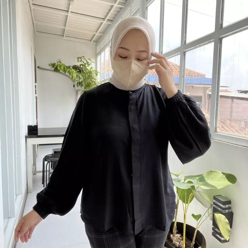 discount atasan kemeja wanita blouse polos raisa bahan rayon twill premium size s/m, l/xl, xxl by