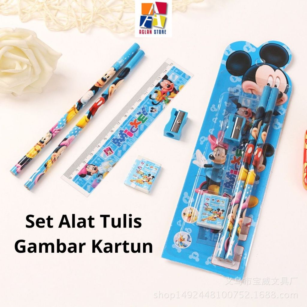 

Set Alat Tulis Pensil Penggaris Penghapus Gambar Kartun Anak Perempuan Laki Laki Peralatan Sekolah