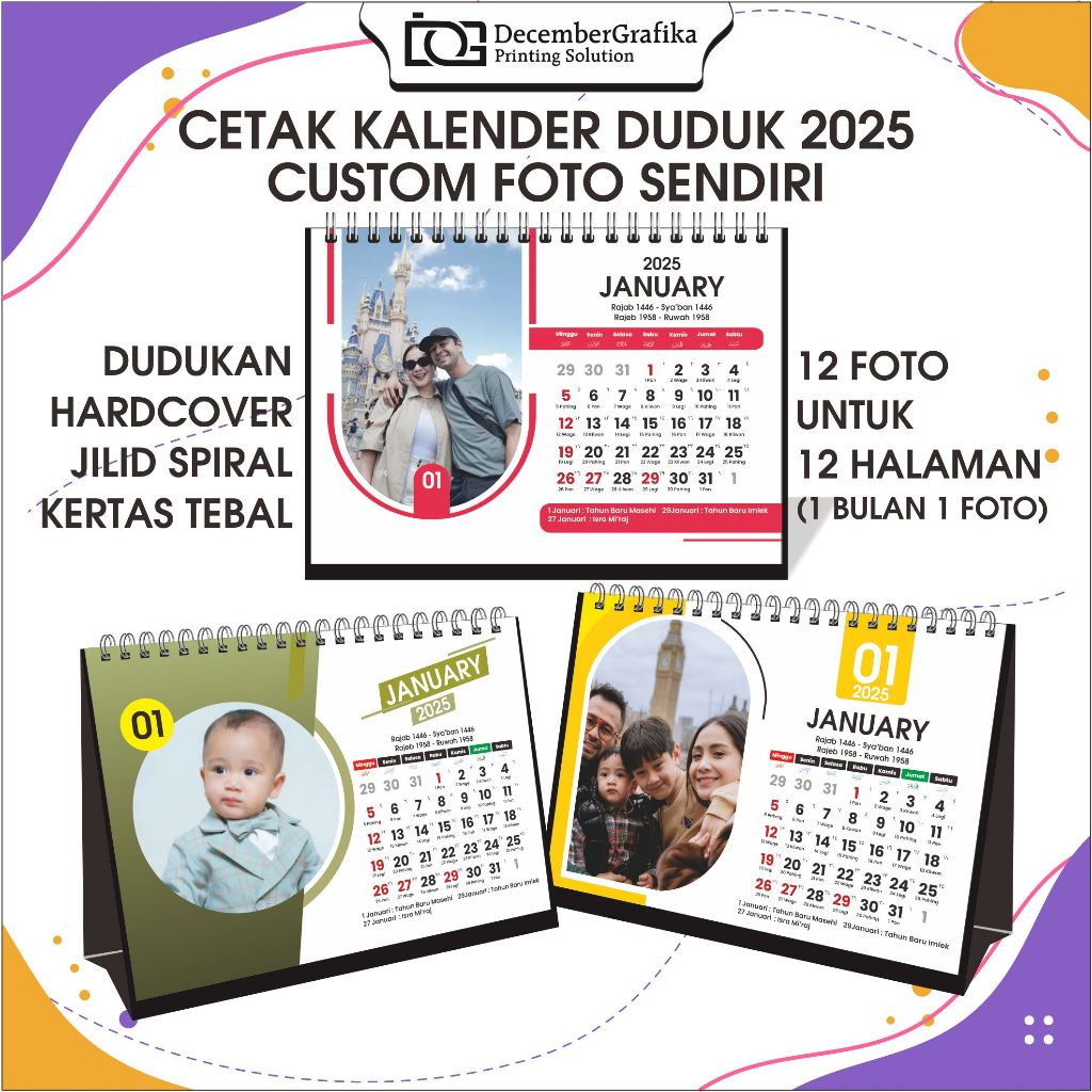 

BISA SATUAN | Kalender Duduk/Kalender Meja 2025 Custom Foto Sendiri Hardcover Jilid Spiral