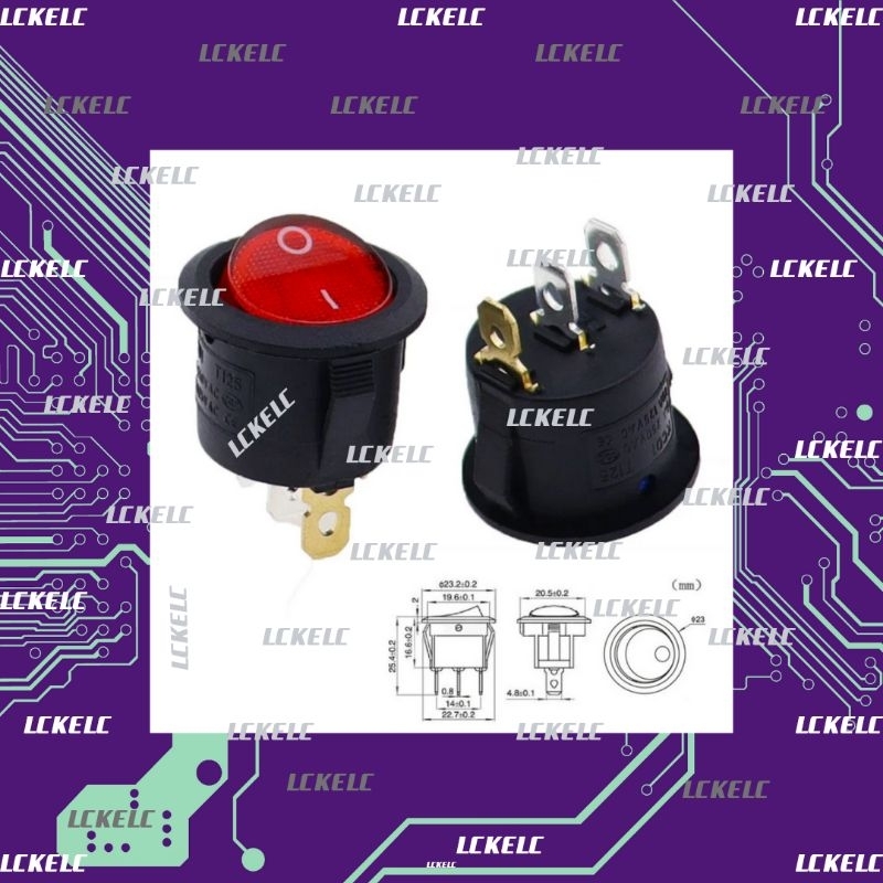 ROCKER SWITCH SAKLAR ON-OFF BULAT 3 PIN + LAMPU
