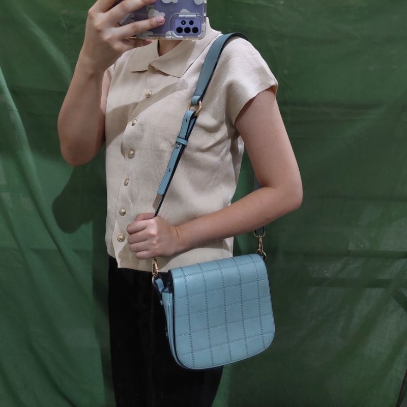 PRELOVED - GABINO Saddle Bag Tas Selempang Wanita Blue Biru