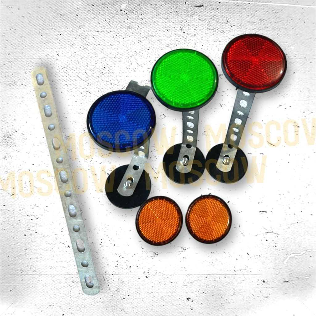 Paket Breket Besi Bolong Braket Plat Plus Mata Kucing Bulat 2PCS