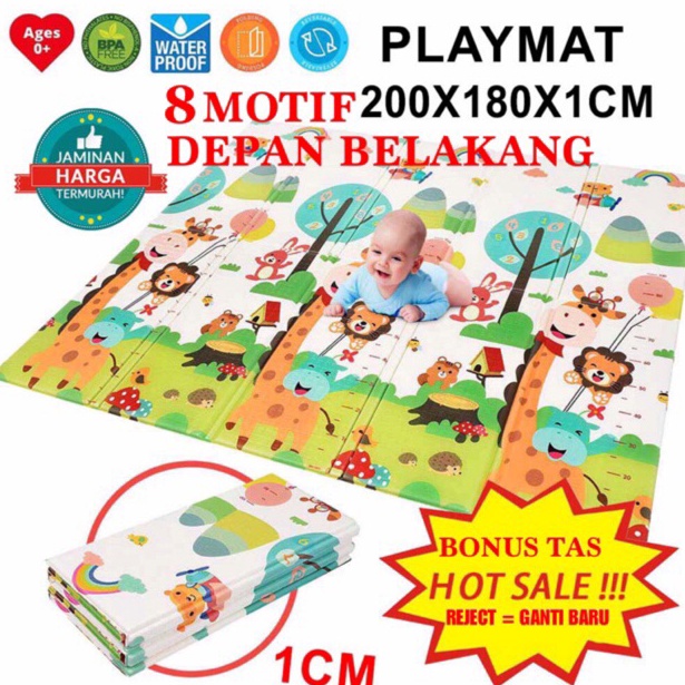 Koleksi Terbaru SNI 18x2cm PREMIUM PLAYMATE PLAYMAT BAYI XPE tebal 1 CM KARPET ANAK DAPAT TAS KARPET