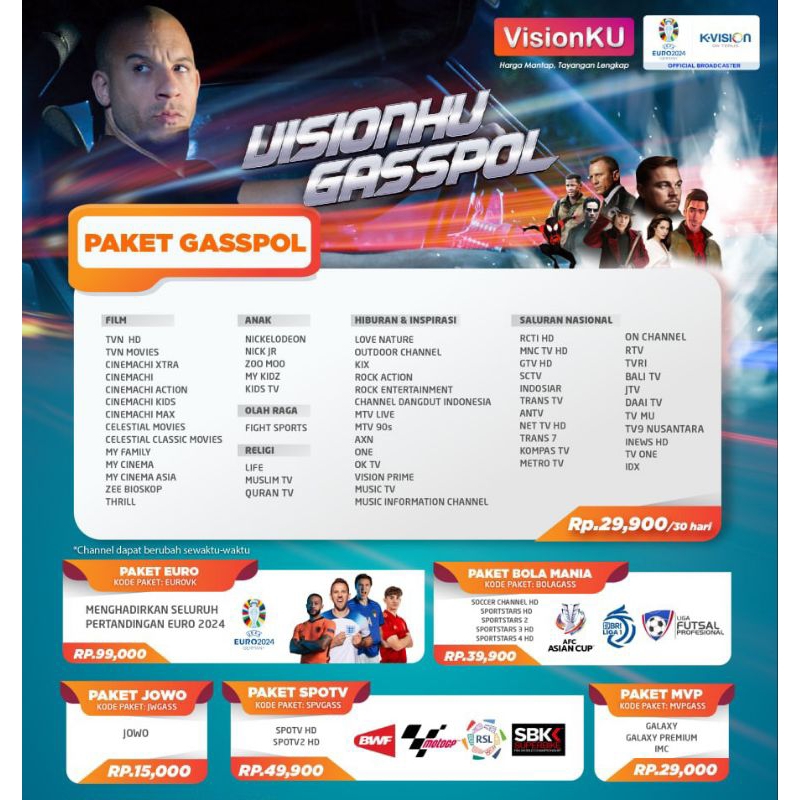 Paket Visionku Gasspoll K-Vision Bromo C2000 Paket Gasspoll Spotv Bola Mania Mvp Jowo Ku Band Kvisio