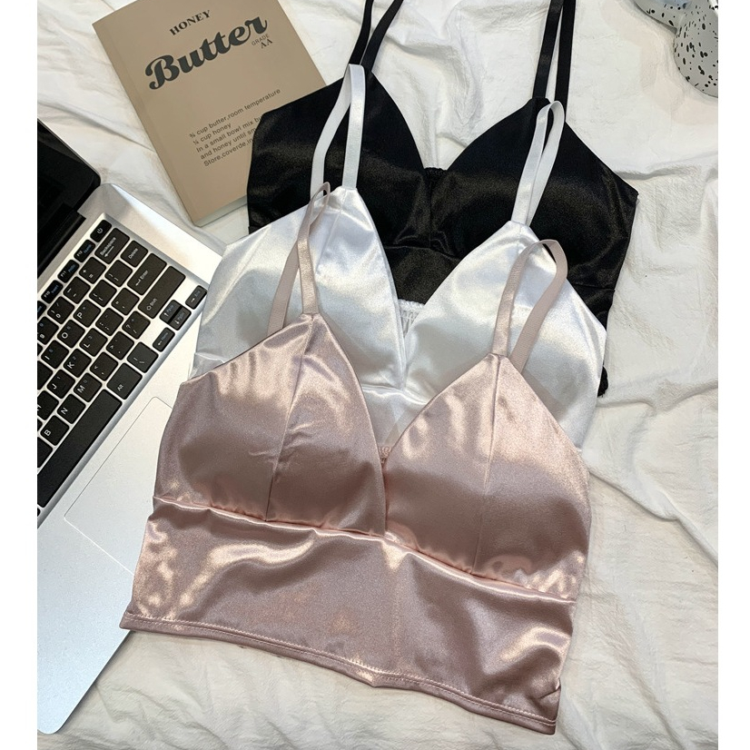Camisole Top Bralette / Silk Satin Tanktop Bra / Kamisol Bustier