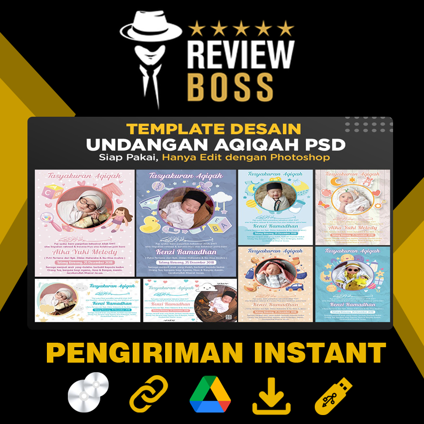 TEMPLATE UNDANGAN SYUKURAN TASYAKURAN AQIQAH KEKINIAN FORMAT PSD DESIGN PHOTOSHOP
