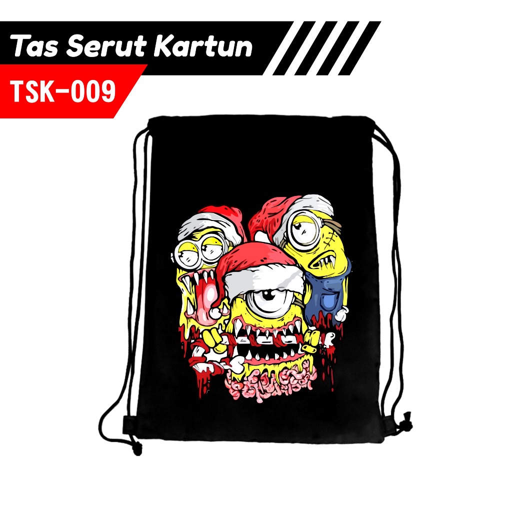 Tas Serut Custom Minion/Tas Serut Desain Kartun Minion/Tas Serut Custom Keren