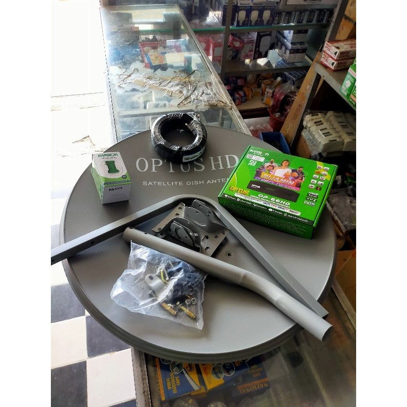 Antena Parabola Optus 60CM lengkap dengan Receiver Optus OP-66HD