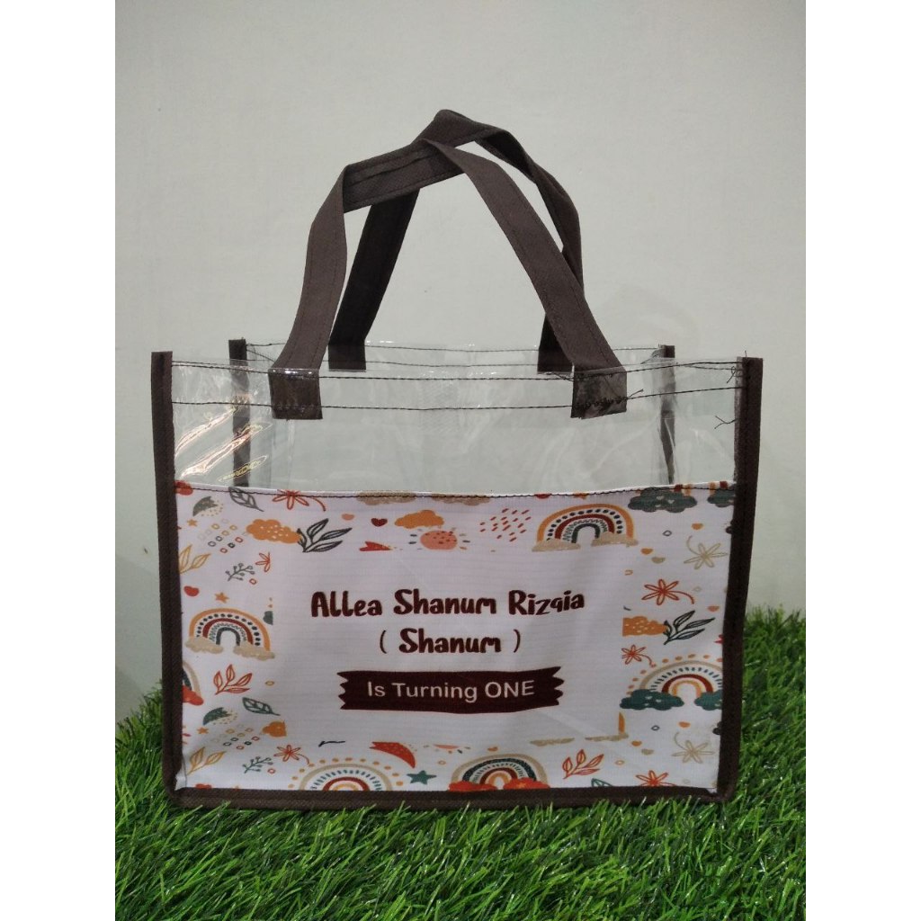 

[25x15x20] tas kombinasi mika souvenir ultah /goodibag ulang tahun /hampers /tas mika / tas custom