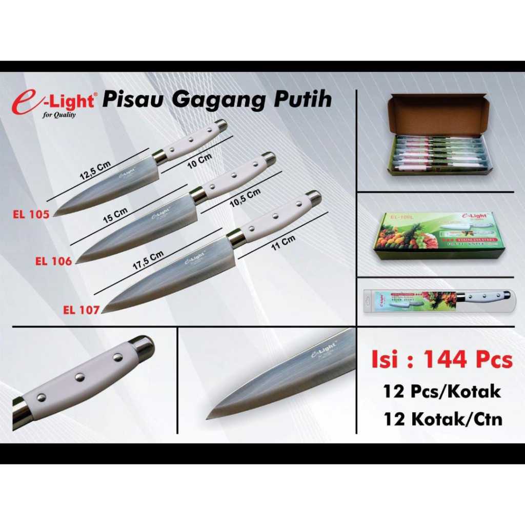 Pisau dapur elight gagang putih el 106 ncl e light panjang 6 inch tajam